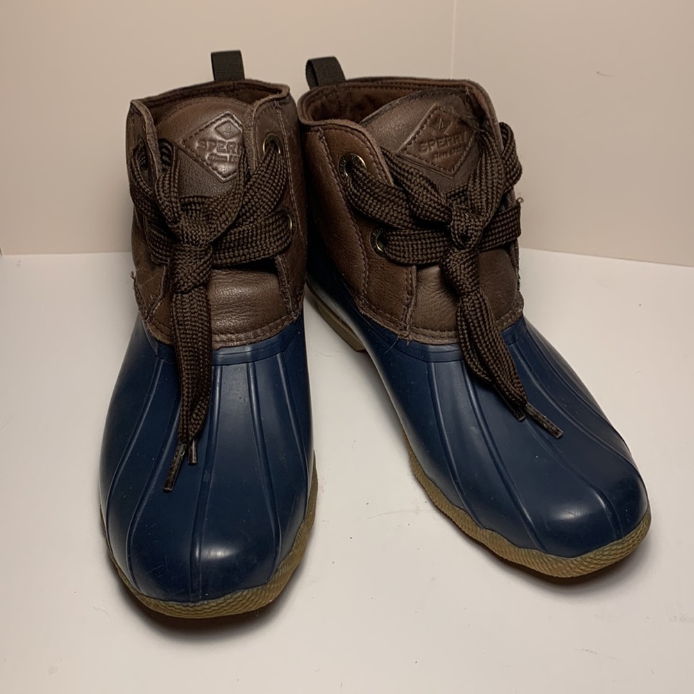 Sperry Boots Leather and Rubber Blue and Brown GUC